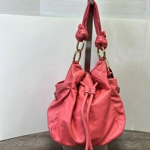 Coach Resort Drawstring Leather Tote – Pink – Gold Hardware – Medium